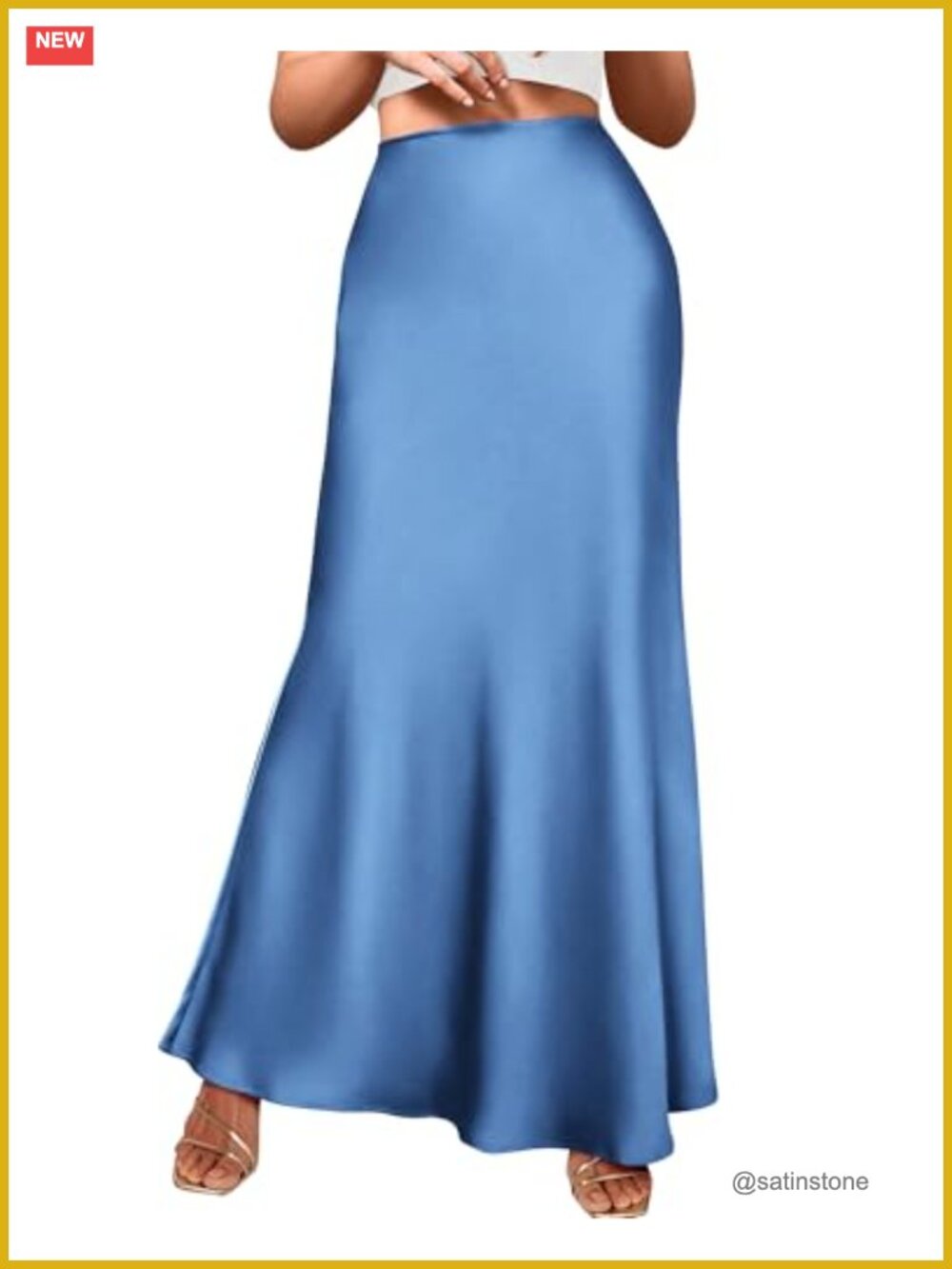 Women's Satin Mermaid Maxi Skirt Elastic High Waist A-Line Flared